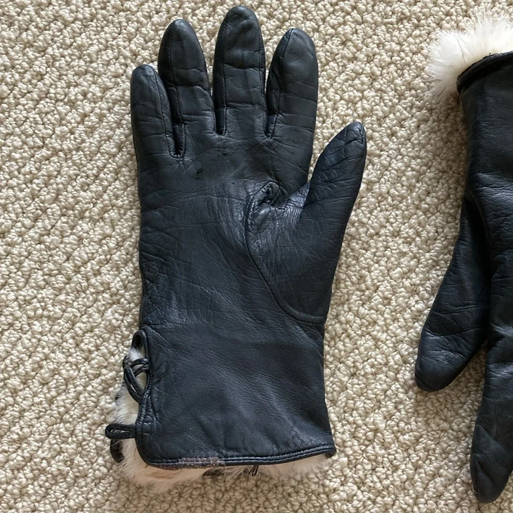 Vintage Lord & Taylor Genuine Leather Gloves Size 7.5 Fur Lining Soft Women EUC
